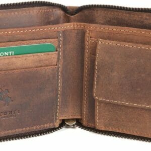 Visconti Leather Zip Around RFID Wallet In Oil Tan 702