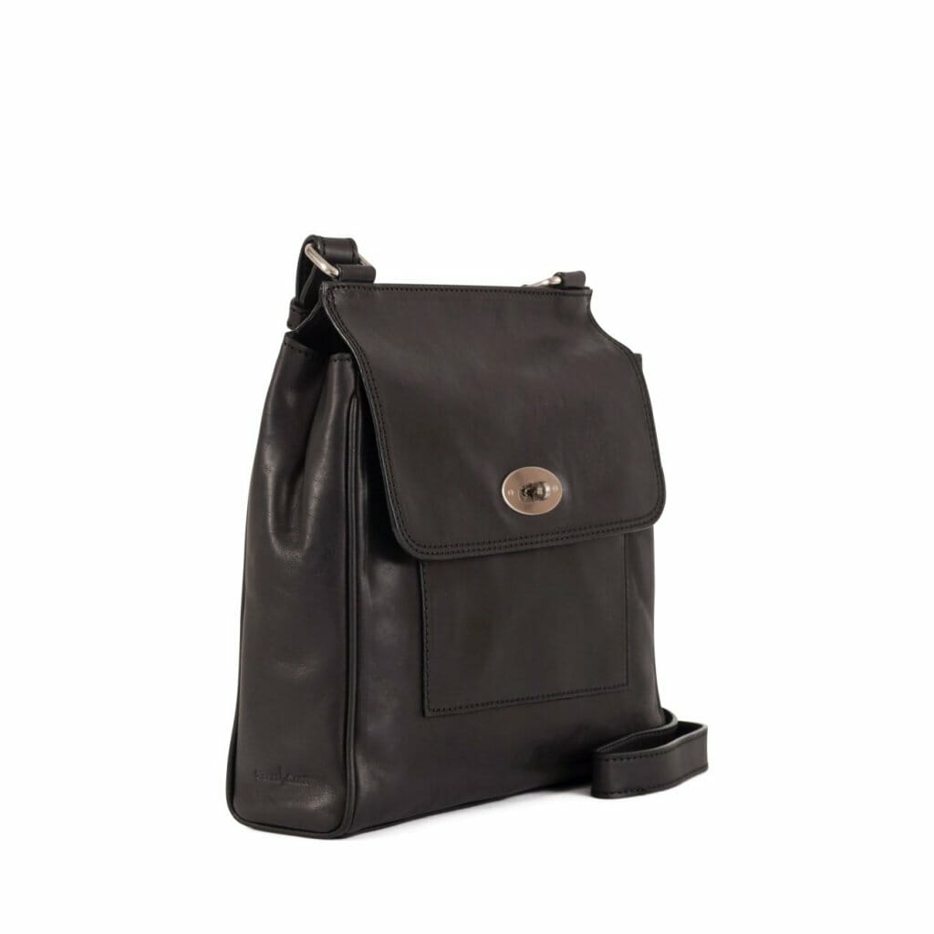 Gianni Conti Medium Black Fine Italian Leather Satchel Crossbody Bag 914064