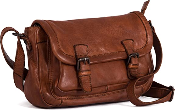 Gianni Conti Small Vintage Leather Flap Shoulder & Cross Body Bag 4203377 - Tan