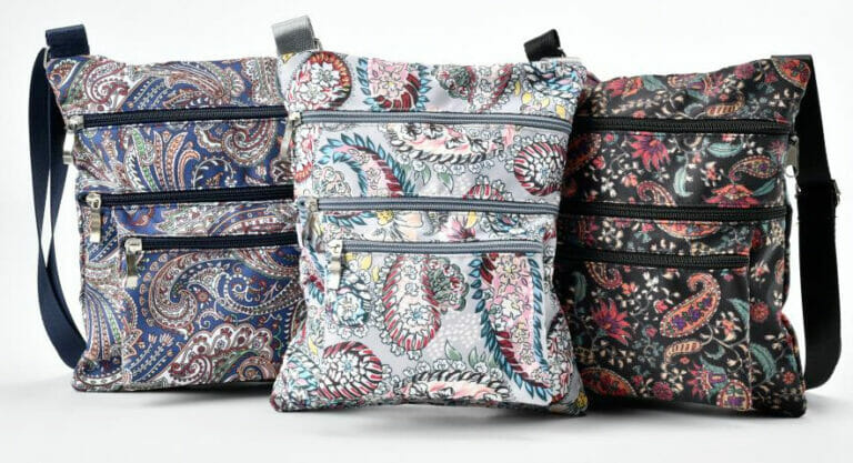 Small nylon four section crossbody travel bag floral Grace 125