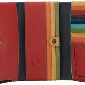 Visconti Greta Large Soft Leather 14 Card Slots 1 Coin Pocket 1 Note Section Womens Purse CM72 (Black Rhumba)
