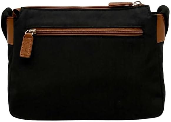 Spirit Lightweight Crossbody Shoulder Nylon Multi Section Bag Black/Tan 1651 - Image 3