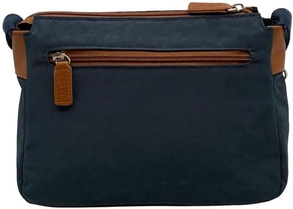 Spirit Lightweight Crossbody Shoulder Nylon Multi Section Bag Navy/Tan 1651 - Image 3