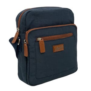 Spirit Medium Nylon Lightweight Crossbody Zip Top Bag Navy / Tan 5766